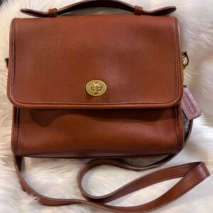 1990’s Vintage COACH Court 9870 Bag Crossbody British Tan w/Hangtag & Brass EUC